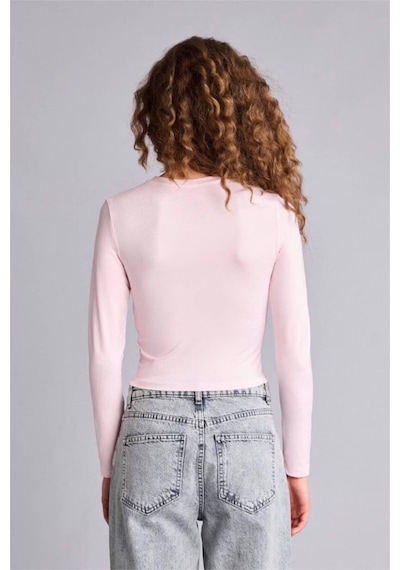 Defacto Fıtted Bisiklet Yaka Uzun Kollu Tişört D0199ax26sppn74 Pembe-pn74