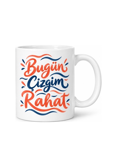 Agc Uygun Sepet Çizgili Gün Tasarımlı Porselen Kupa - Model 635 Agc