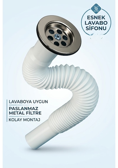 Körüklü Lavabo Sifonu Esnek Gider Sifonu Ayarlanabilir Lavabo Altı Sifon