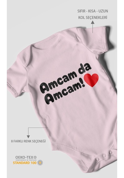 Morivokids Amcam Da Amcam Kısa Kollu Bebek Body %100 Pamuk Bebe Pembe