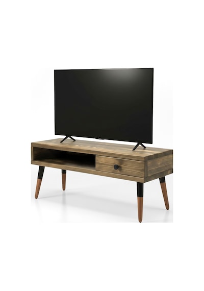 Mobenta Neo TV: Asimetrik Masif Ahşap TV Ünitesi 1 Çekmeceli 1 Raflı - 120 CV