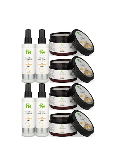 Fe Keratin Saç Sütü 200ml & Saç Maskesi 300ml Karma 8 Li Set