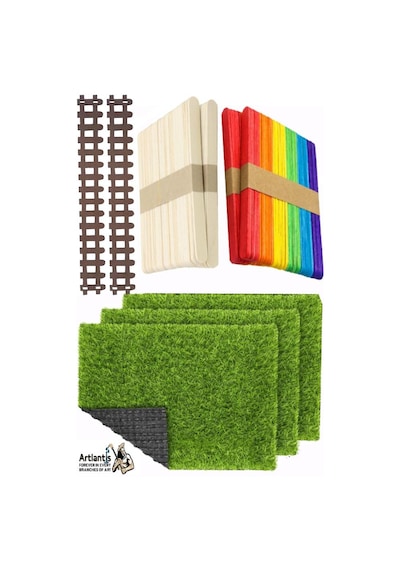 Maket Yapım Seti A4 Suni Çim Renkli Ve Naturel Dondurma Dil Çubuğu Maket Çim Yapay Çim Ahşap Dondurma Çubuğu Diğer