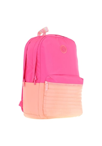 Kaukko Quick Kız Çocuk Üç Bölmeli Pembe Turuncu Kapitone Detaylı Okul Sırt Çantası - K1789 Pembe - Turuncu