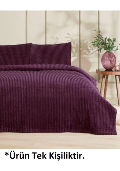 Merinos Modern Line Tek Kişilik Battaniye Seti 150x220 -mürdüm Mürdüm