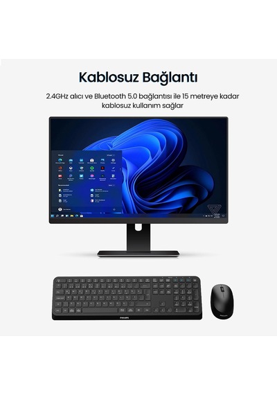 Spt6407 Bluetooth Kablosuz Türkçe Q Klavye Mouse Seti Siyah Diğer