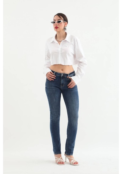 Kadın Likralı Slim Jean Pantolon Mavi 001