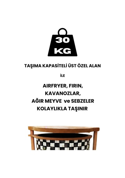 Ahşap Sebzelik Geleneksel Tasarım Yuvarlak Dama Desenli 3 X 5 Kg Kapasiteli Hazır Gönderim Diğer