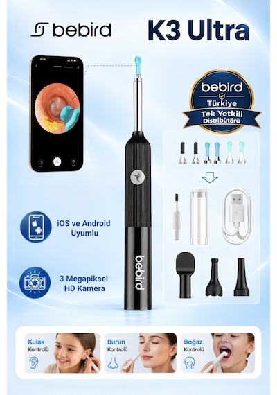 Bebird K3 Ultra Hd Kameralı Akıllı Kulak Temizleme Cihazı-siyah