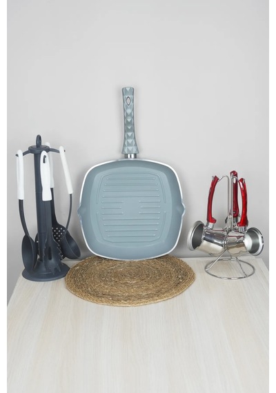 Bonera Seramik 28cm Grill Tava - Gri Gri