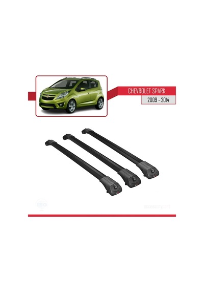 Chevrolet Spark 2009-2014 Arası İle Uyumlu Ace-1 Ara Atkı Tavan Barı Siyah 3 Adet Bar
