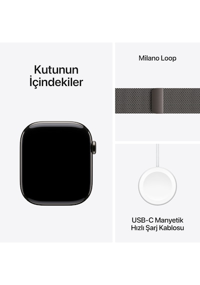 Apple Watch Series 10 GPS + Cellular 46 MM Titanyum Kasa Milano Loop S/M Akıllı Saat (Apple Türkiye Garantili)