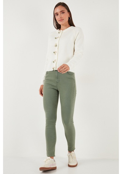 Lela Premium Regular Fit Bisiklet Yaka Fiyonk Detaylı Bayan Hırka 6802939 Ekru