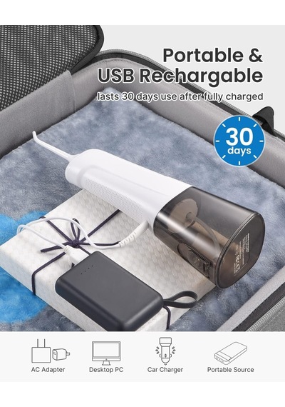 Renpho Akülü Diş Duşu, 300ml Taşınabilir Suya Dayanıklı Usb Şarj Edilebilir Dental Oral Irrigator, Dıy İle 4 Mo