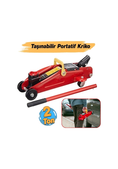 Hidrolik Arabalı Kriko 2 Ton Alçak Şase Profil Oto Araç Araba Kaldırma Sabitleme Kollu Vinç Kirko