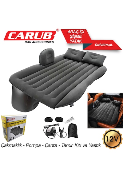 Carub Araç İçi 12v Şişme Yatak Pompa + Yastık Seti