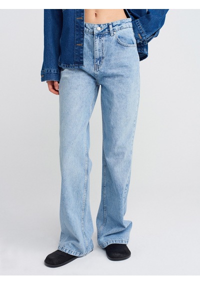 Dilvin 71792 Kar Yıkama Wideleg Denim Pantolon-mavi Mavi