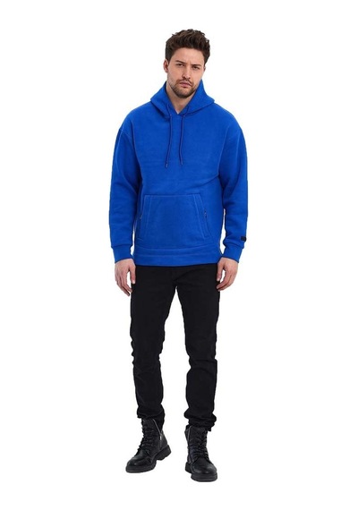 Adams Kapüşonlu Oversize Kanguru Cep Şardonlu 3 İplik Erkek Sweatshirt 001