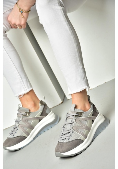 Fox Shoes S973113002 Gri Süet Kadın Spor Ayakkabı Sneakers Gri