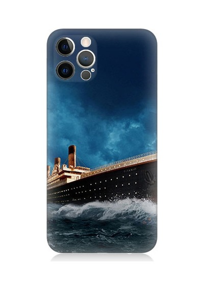 Apple Uyumlu iPhone 12 Pro Uyumlu Fırtınalı Gemi Desenli Silikon Kılıf -