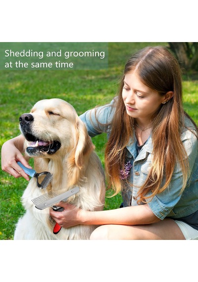 Köpekler İçin Astar Tırmığı, Uzun Diş Köpek Tırmığı + Deshedding Fırça Tarağı, Dökücü Alet Seti, Evci