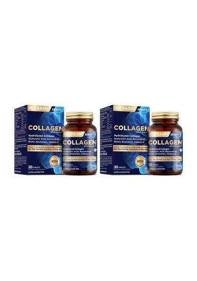 Collagen Gold Quality Tablet Hidrolize Kolajen, C Vitamini, Hyaluronik Asit, Biotin, Çinko Ve Resveratrol İçeren Cilt, Saç Ve Tırnak Takviyesi 30 Tablet 2 Paketi