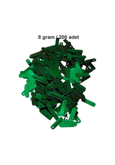 Koyu Yeşil 15 X 5 Mm Dantel Oya Yazma Halhal Abiye Lazer Kesim Pul 200 Adet / 8 Gram