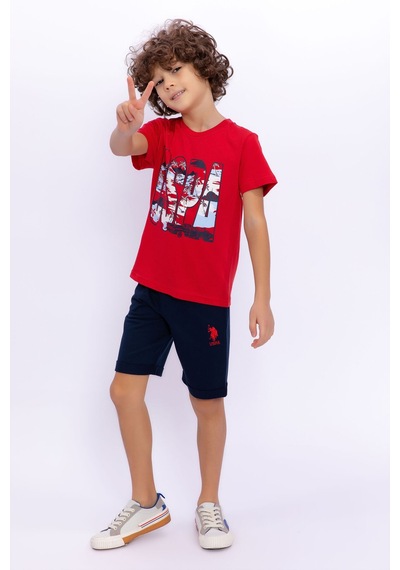 U.S. Polo Assn. Erkek Çocuk Kırmızı Bermuda Takım Us1015-c-v-4 Kırmızı