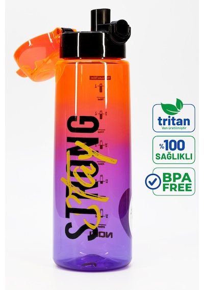 Su Matarası Tritan Geniş Ağız Su Şişesi Grafiti Spor Matarası Suluğu Bpasız 800 Ml Turuncu 0104
