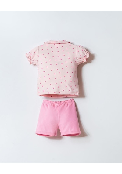 U.S. Polo Assn. U.s. Polo Assn Kız Bebek 2 Li Şort T-şhirt Takım Pudra-2340 Pudra