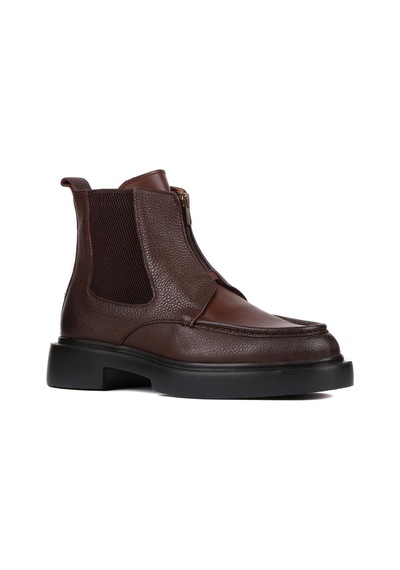 Shoetyle - Kahverengi Deri Fermuarlı Erkek Bot 250-085-1076 Kahverengi