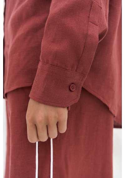 Mai Collection Mai Studios Co. Orchidea Oversize Kiremit Keten Gömlek Takım Kiremit