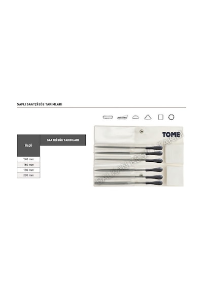 Tome Saplı Saatçi Eğe Takımı 12 Parça Set 180mm