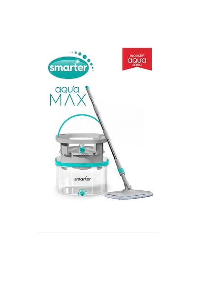 Smarter Aqua Max Özel Seri Şeffaf Temiz & Kirli Suyu Ayırma Çift Kova Temizlik Seti Mop Paspas