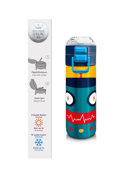 Coral High Kids Lacivert Çivit Robot Desenli Pipetli Ve Direkt İçim Çelik Termos 500 Ml 31918 Lacivert Coral High Kids Lacivert Çivit Robot Desenli Pipetli Ve Direkt İçim Çelik Termos 500 Ml 31918 Lacivert