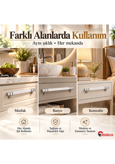 Haskan Kemer Kulp Krom/beyaz 128 Mm Krom - Beyaz