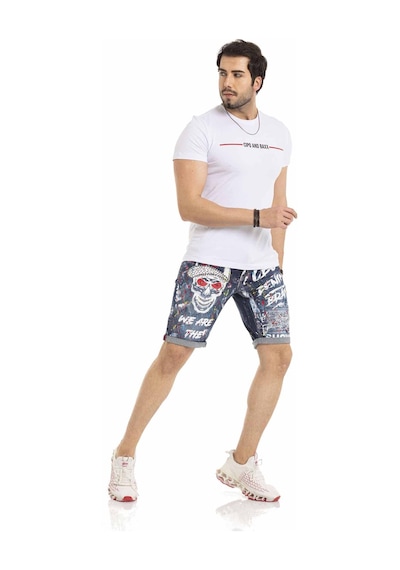 Cipo & Baxx Ck255 Boyalı Erkek Kot Şort Mavi