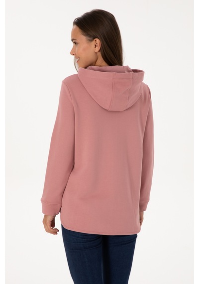 U.S. Polo Assn. Kadın Gül Kurusu Fermuarlı Kapüşonlu Sweatshırt 50307714-VR221