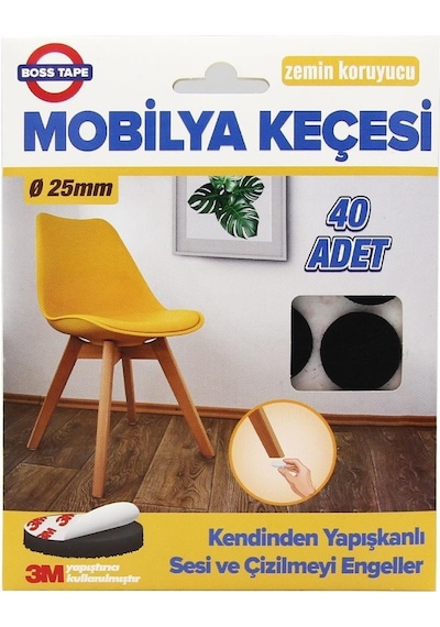 Mobilya Keçesi Sese Ve Çizilmeye Son Yapışkanlı 25Mmx40Ad-Yuvarla
