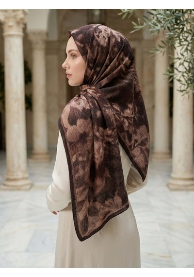 Camellia Scarfs Frosted Bloom Müslin Şal Acı Kahve - Derin Ve Doğal Stil