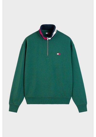 Tommy Jeans Logolu Pamuklu Regular Fit Yarım Fermuarlı Dik Yaka Sweat Erkek Sweat Dm0dm23605 Mbm Yeşil