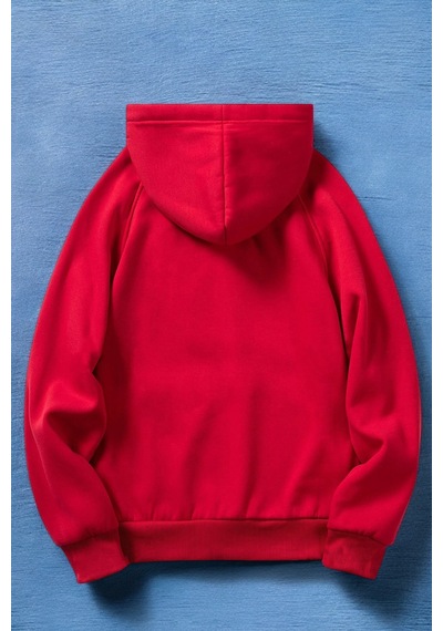 Papatya Kelebek Baskılı Oversize Sweatshirt Kırmızı