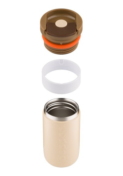 Dopper Travel Mug Yalıtımlı Termos Bardak 300 Ml - Toprak Kahvesi Açık Kahve / Beyaz