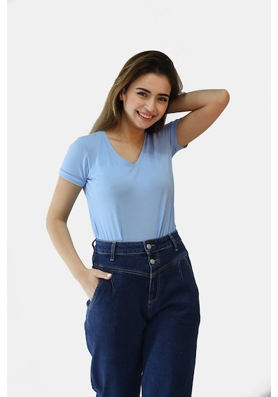 Kadın Çift Düğmeli Mom Pantolon Koyu Mavi