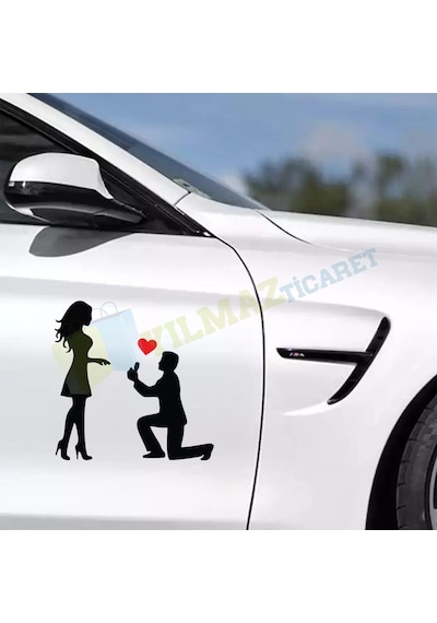 Diz Çöken Adam Aşk Evlilik Teklifi Sticker Yapıştırma Etiket