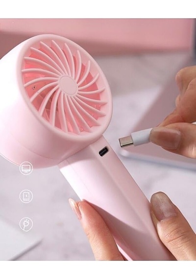 Mini,taşınabilir,şarjlı, Led Göstergeli El Fanı Yeşil Zb162y Diğer