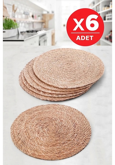 Tilbe Home 6lı Bambu Rattan El Yapımı Amerikan Servis Hasır Supla Masa Sofra Düzenleyici Tabak Altlı Çok Renkli