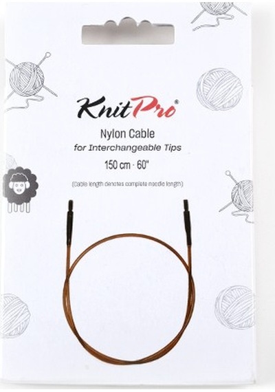 Knitpro Zing Kahverengi Kablo 126-150 Cm Değiştirilebilir Örgü Şişleri İçin Ginger Needle Harness Nylon Natural Brown Single Cord 31297