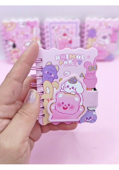 Animal Party Cırtlı Cep Boy Sevimli Mini Not Defteri 7x8 Cm - Hi