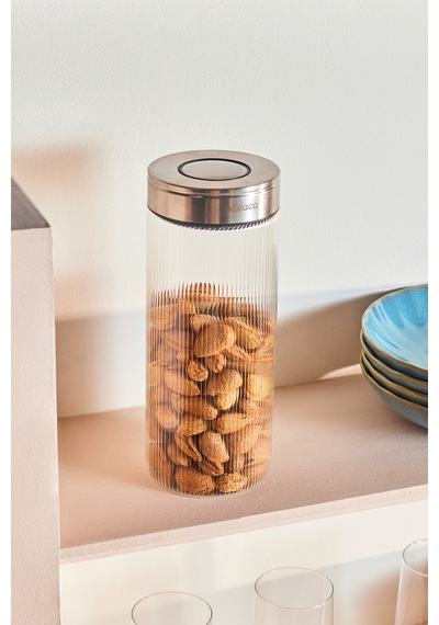 Karaca Ripple Inox Cam Saklama Kabı 1300 Ml Beyaz